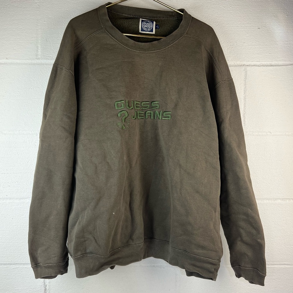 Vintage Guess Jeans Green Pullover Sweatshirt, Large